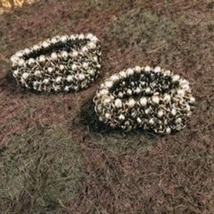 GORGEOUS silver and black chain link bracelets (2)